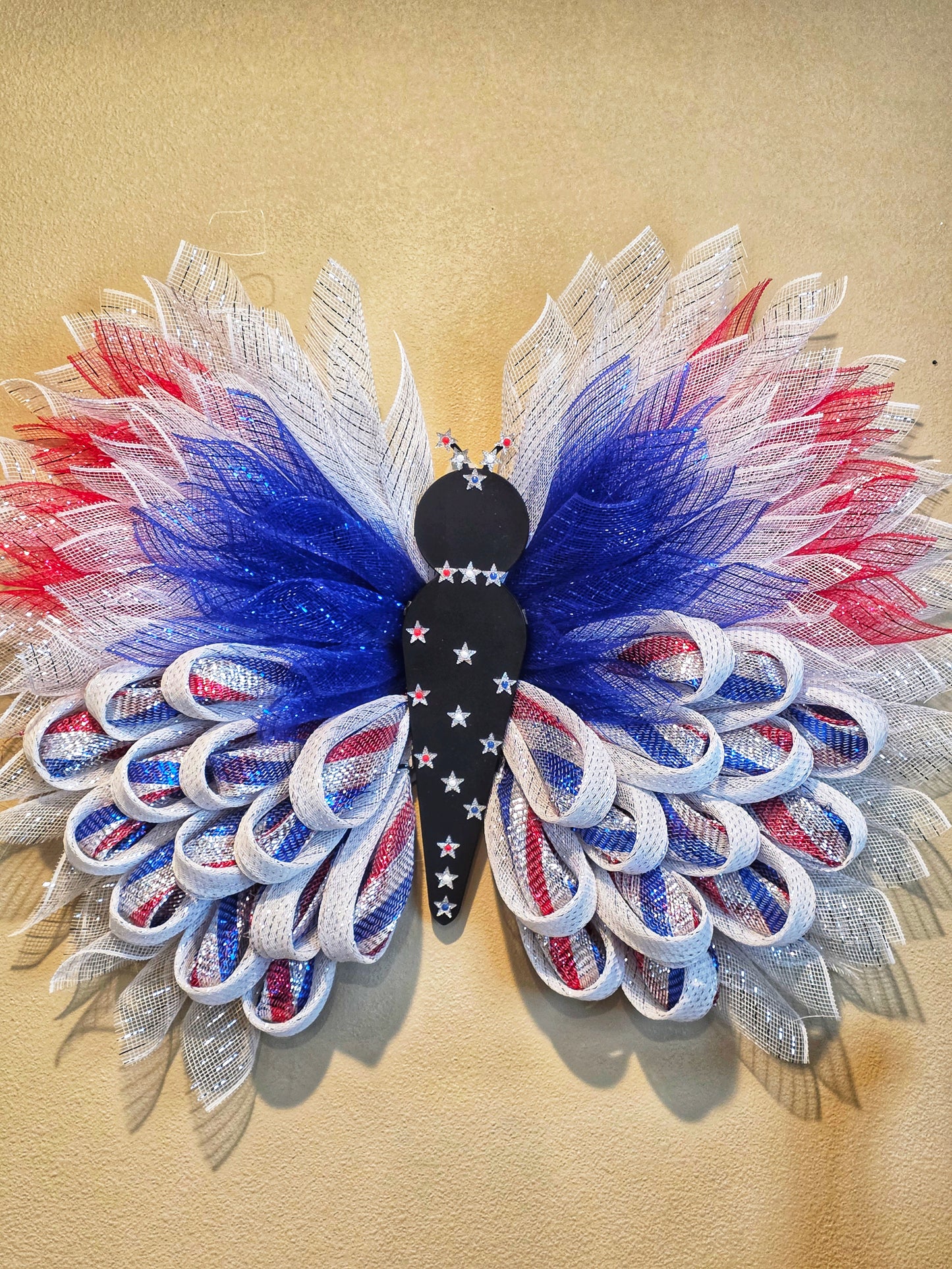 Patriotic butterfly wreath