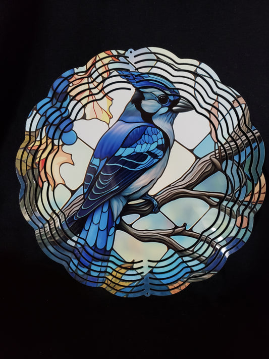 Wind spinner bluejay