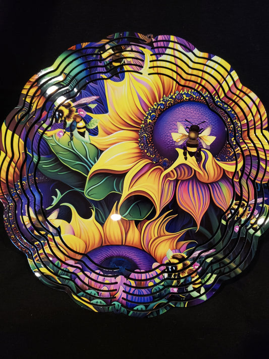 Wind spinner sunflowers & bees