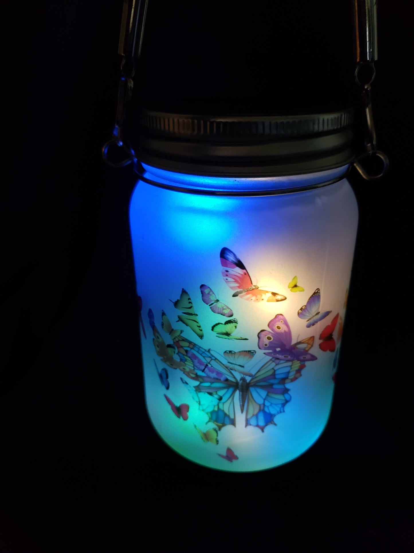 Solar Mason Jar Butturfly green ombra