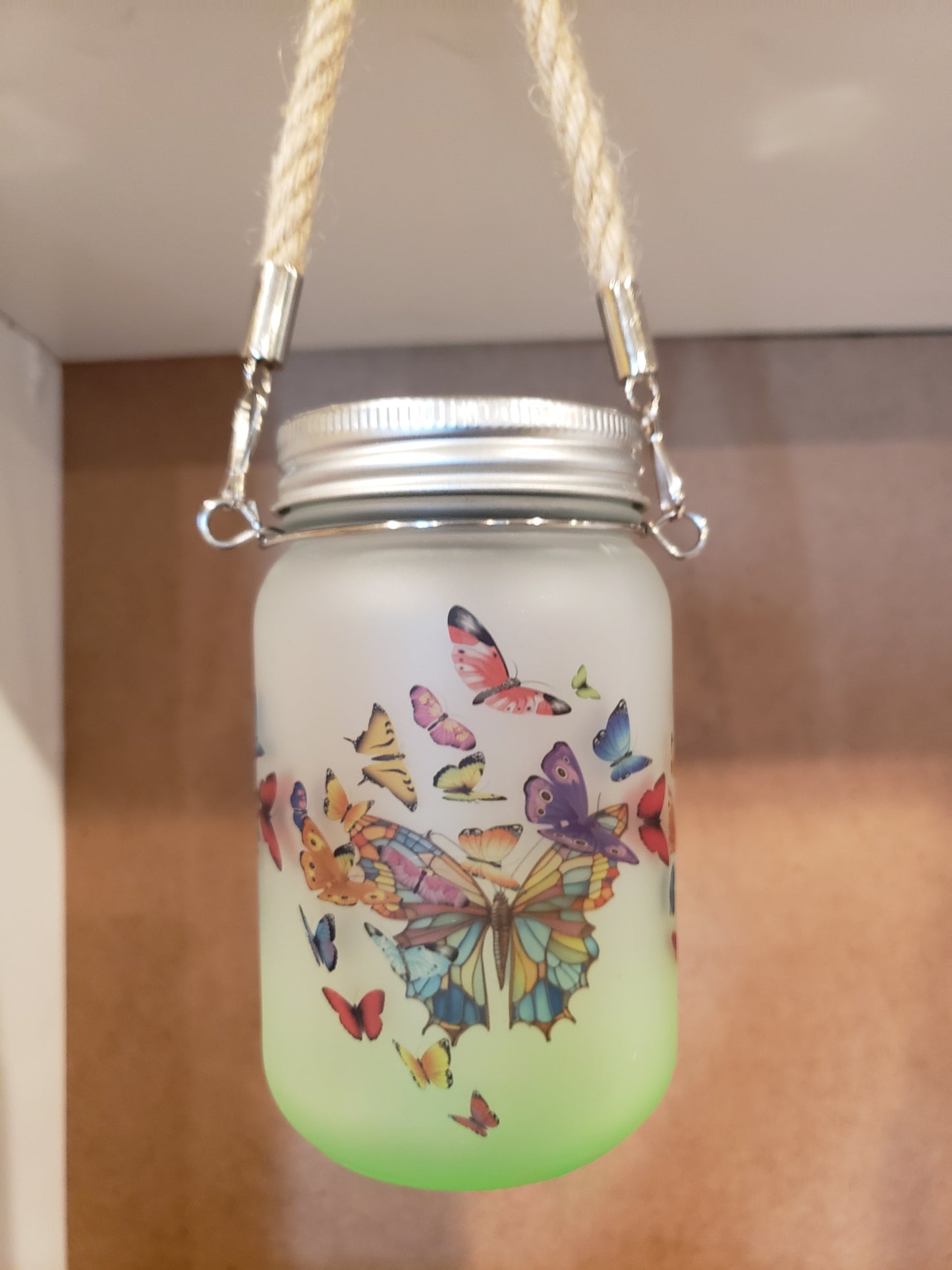 Solar Mason Jar Butturfly green ombra