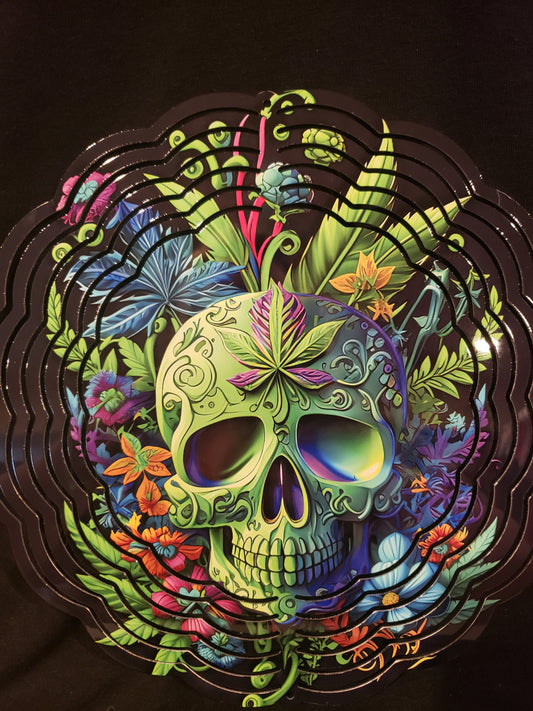 Wind Spinner Weed Skull