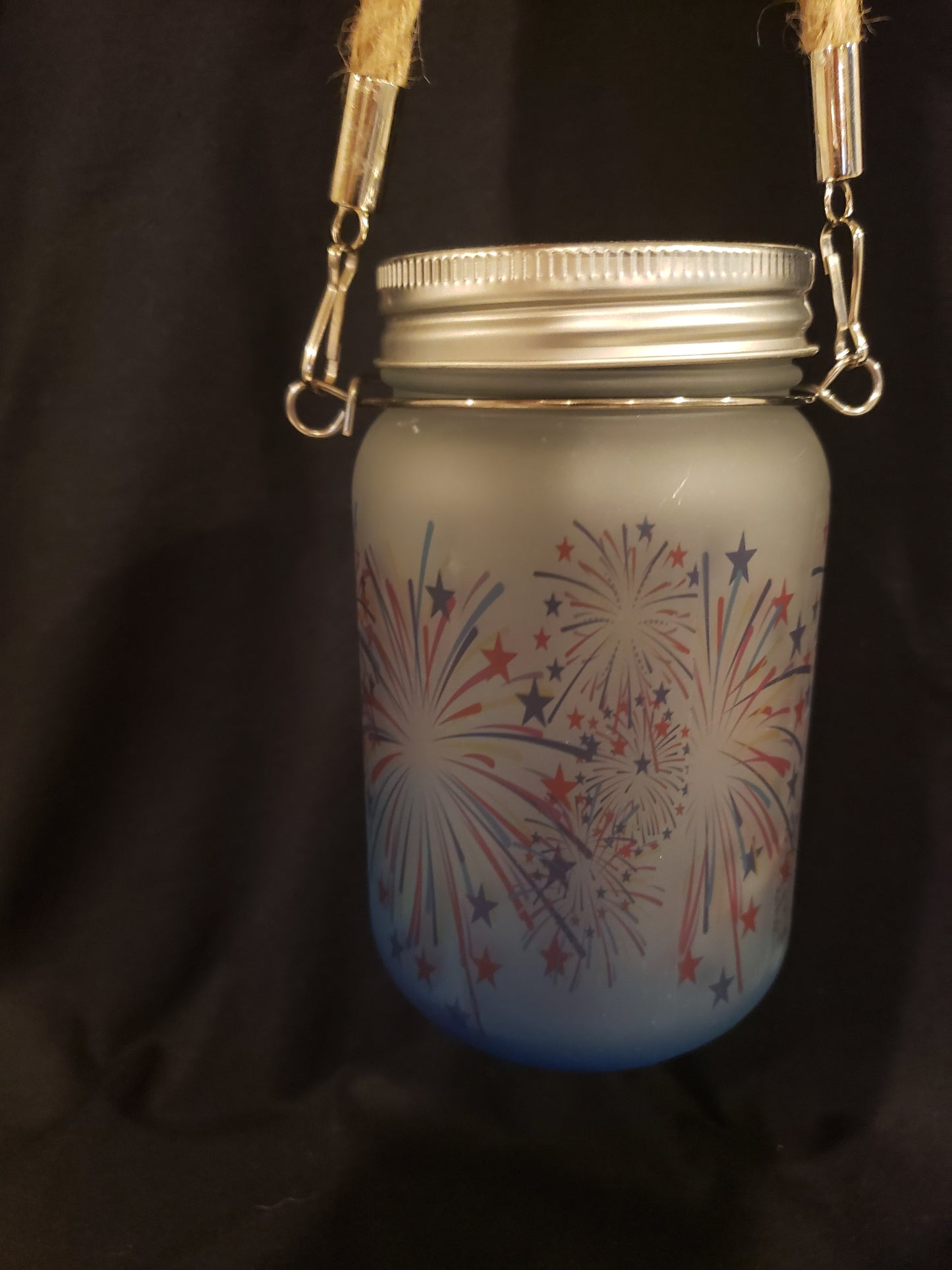Solar Mason Jar Fireworks ombra Blue