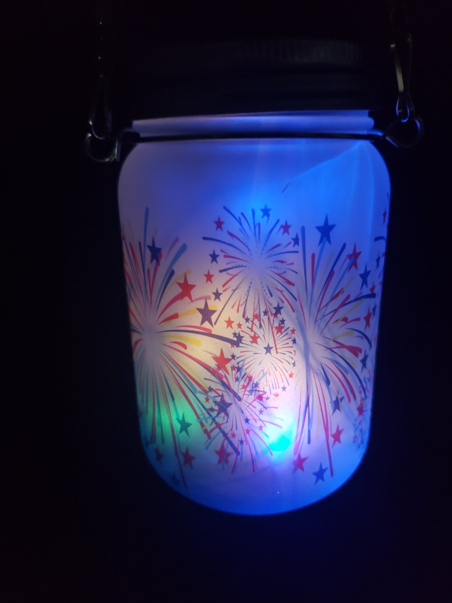 Solar Mason Jar Fireworks ombra Blue
