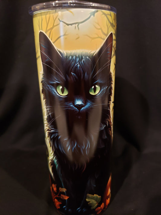 Glow In the dark 20oz Tumbler Black Cat