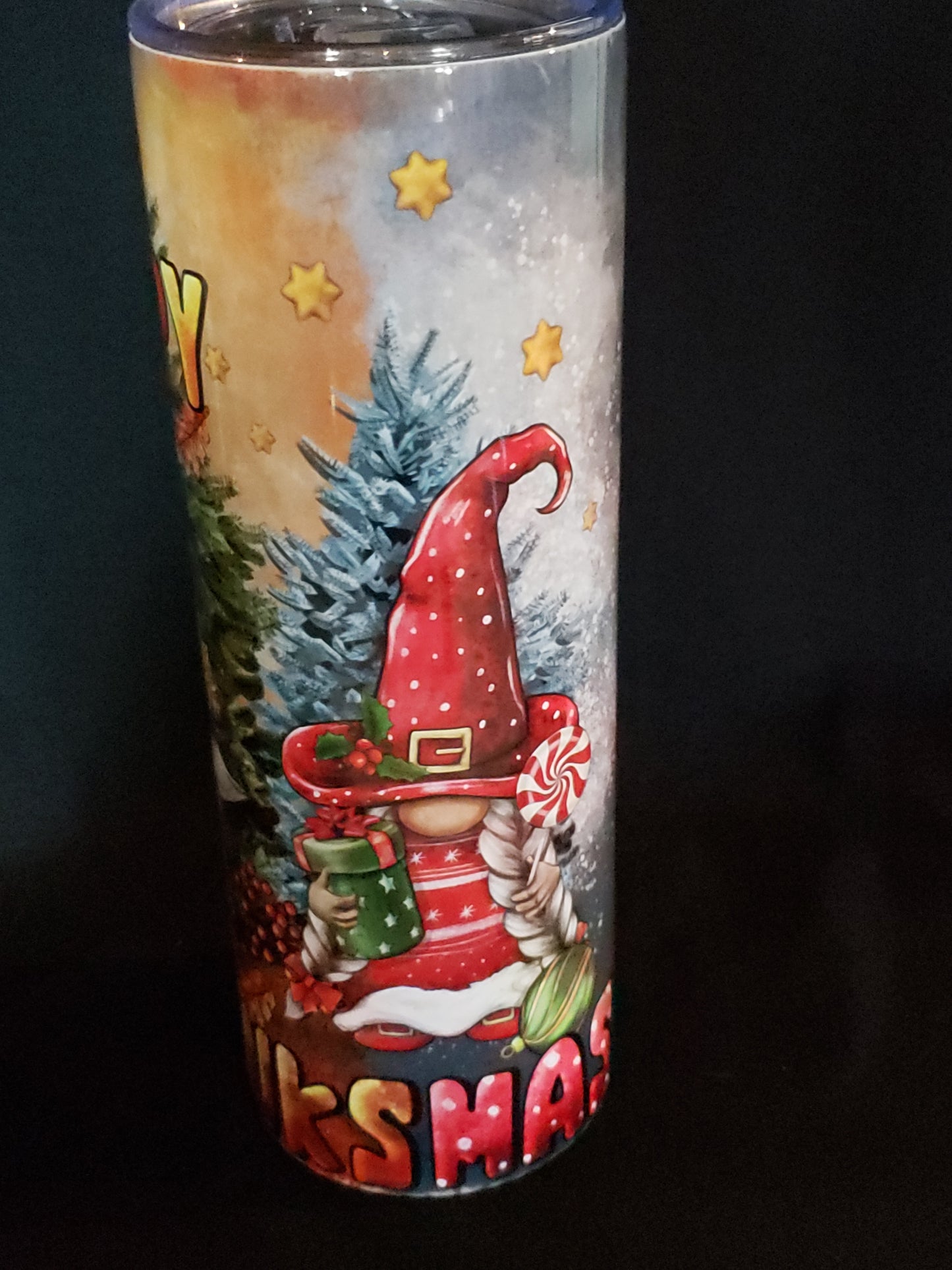 20oz Skinny Tumbler Hallothanksmas all 3 seasons on one.