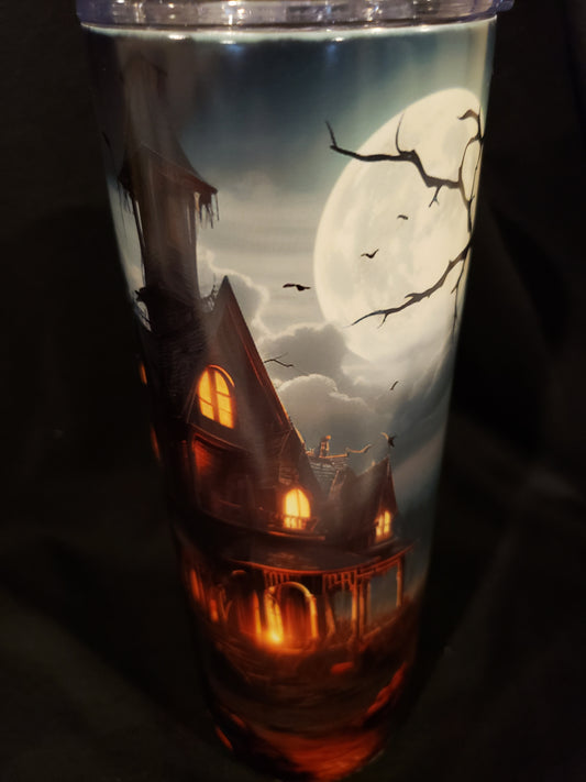 Glow in Dark 20oz tumbler Haunted House