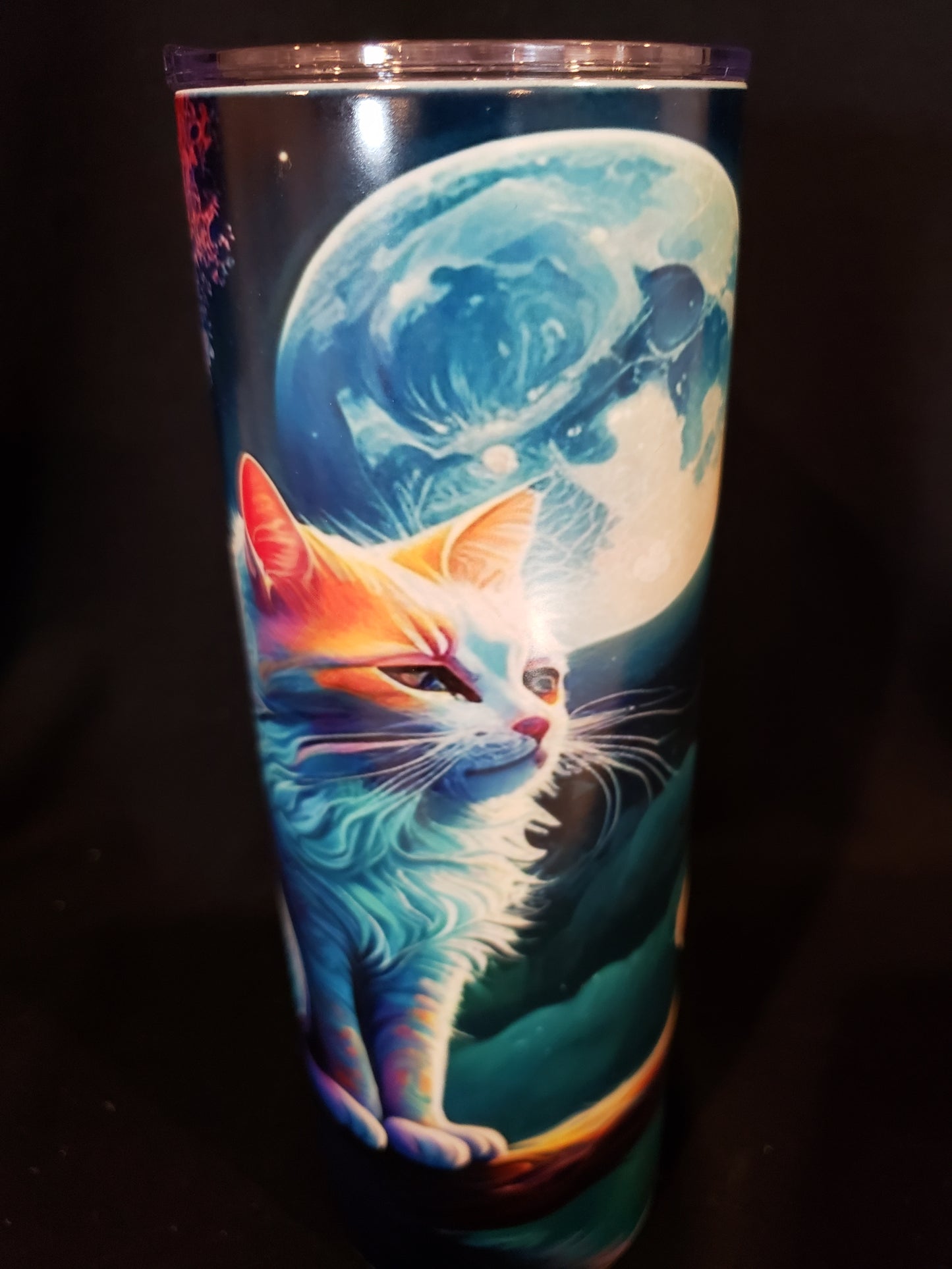 Glow in dark 20oz tumbler colorful cat