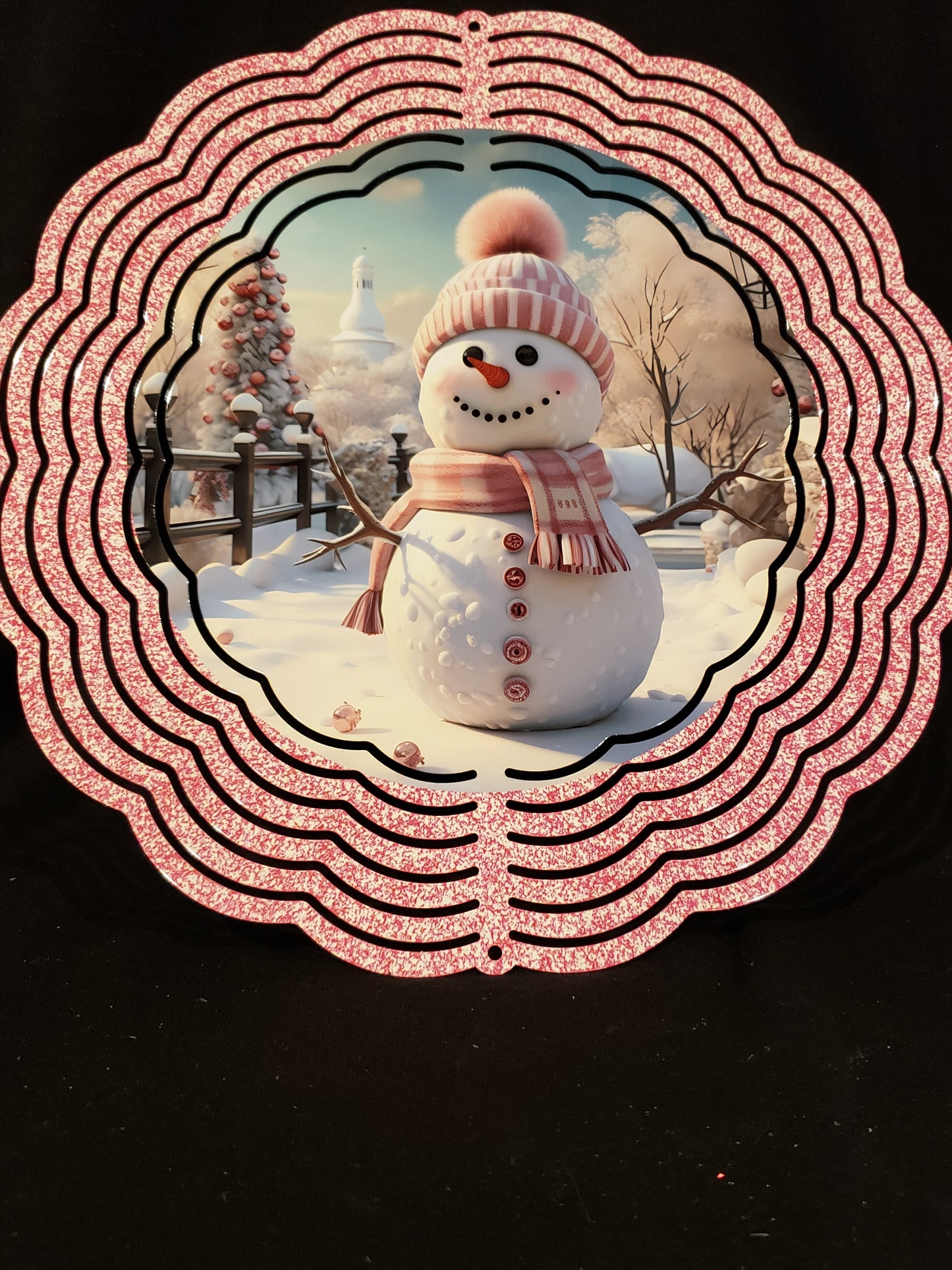Wind spinner Pink snowman