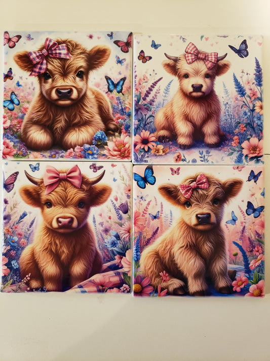 Ceramic Coasters Baby Highland set of 4