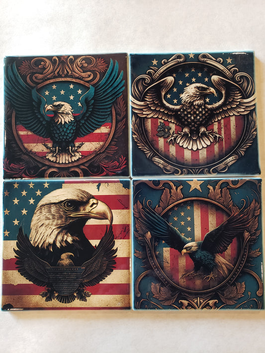 Ceramic Coasters patriotic set of 4