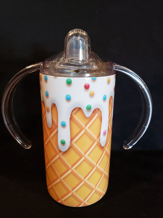 Sippy Cup 12oz tumbler with 2 lids and straw Ice Cream Cone