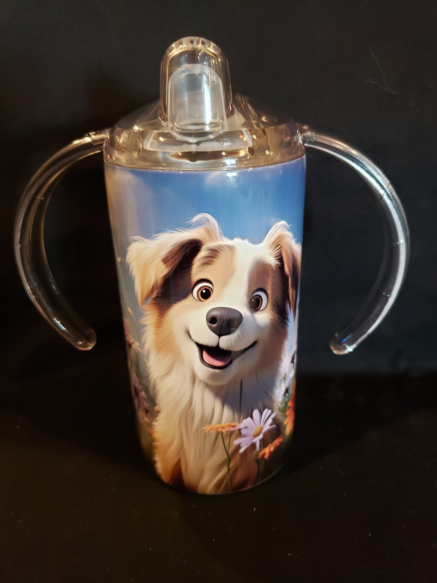 Sippy Cup 12oz tumbler with 2 lids and straw Dog