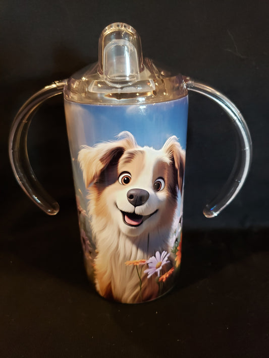 Sippy Cup 12oz tumbler with 2 lids and straw Dog