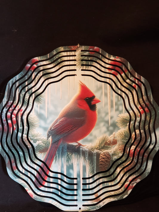 Wind spinner Cardinal on branch