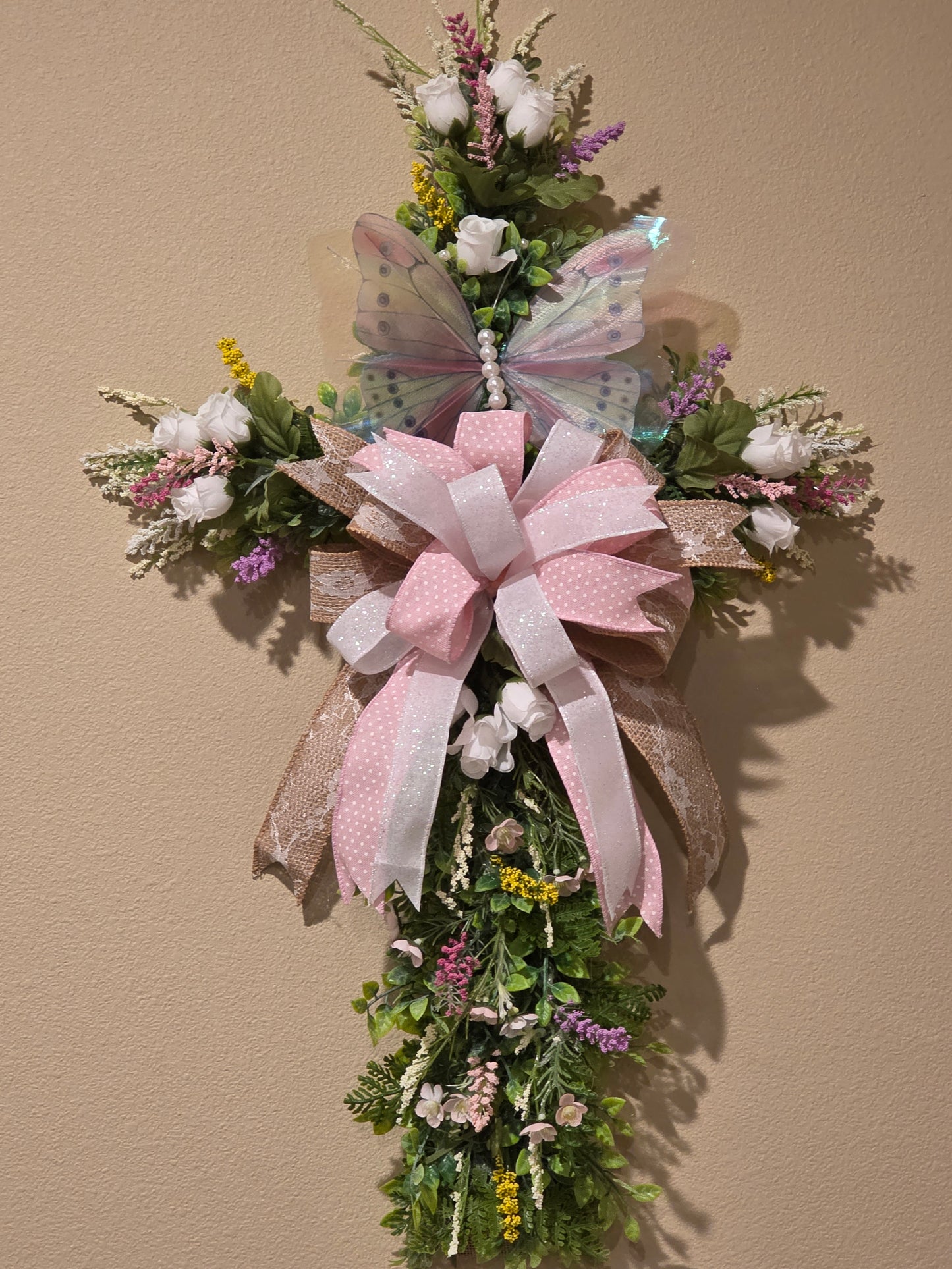 Floral butterfly cross