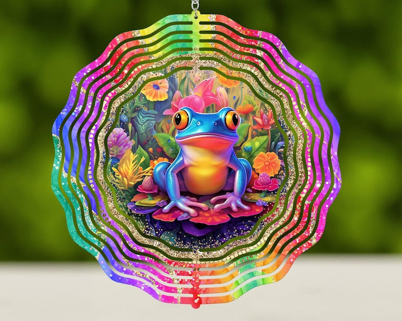 Wind spinner frog