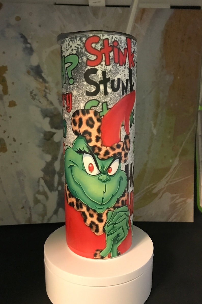 Glow in Dark skinny 20oz tumbler grinch