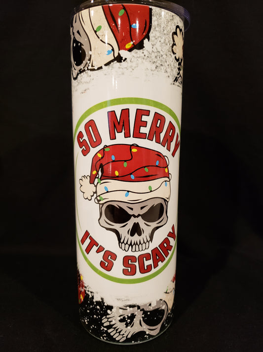 20oz tumbler So Merry Skulls