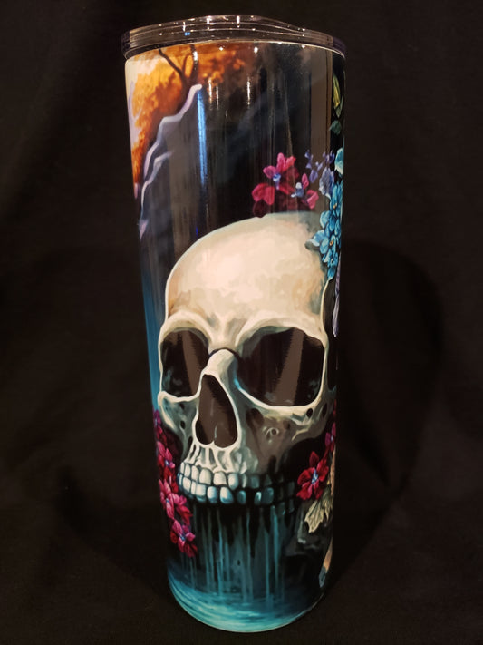 Tumber 20oz skinny waterfall skull
