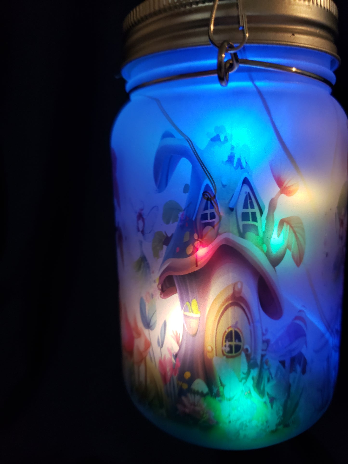 Solar mason jar fairy house