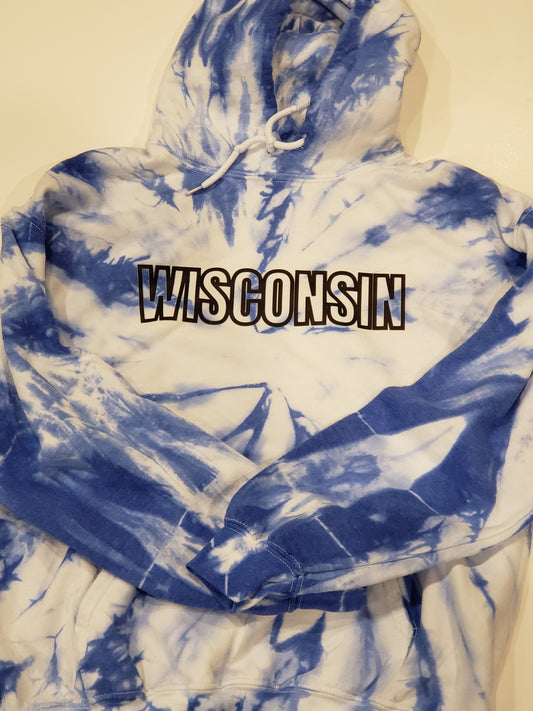 Hoodie Tye-dye Blue Wisconsin