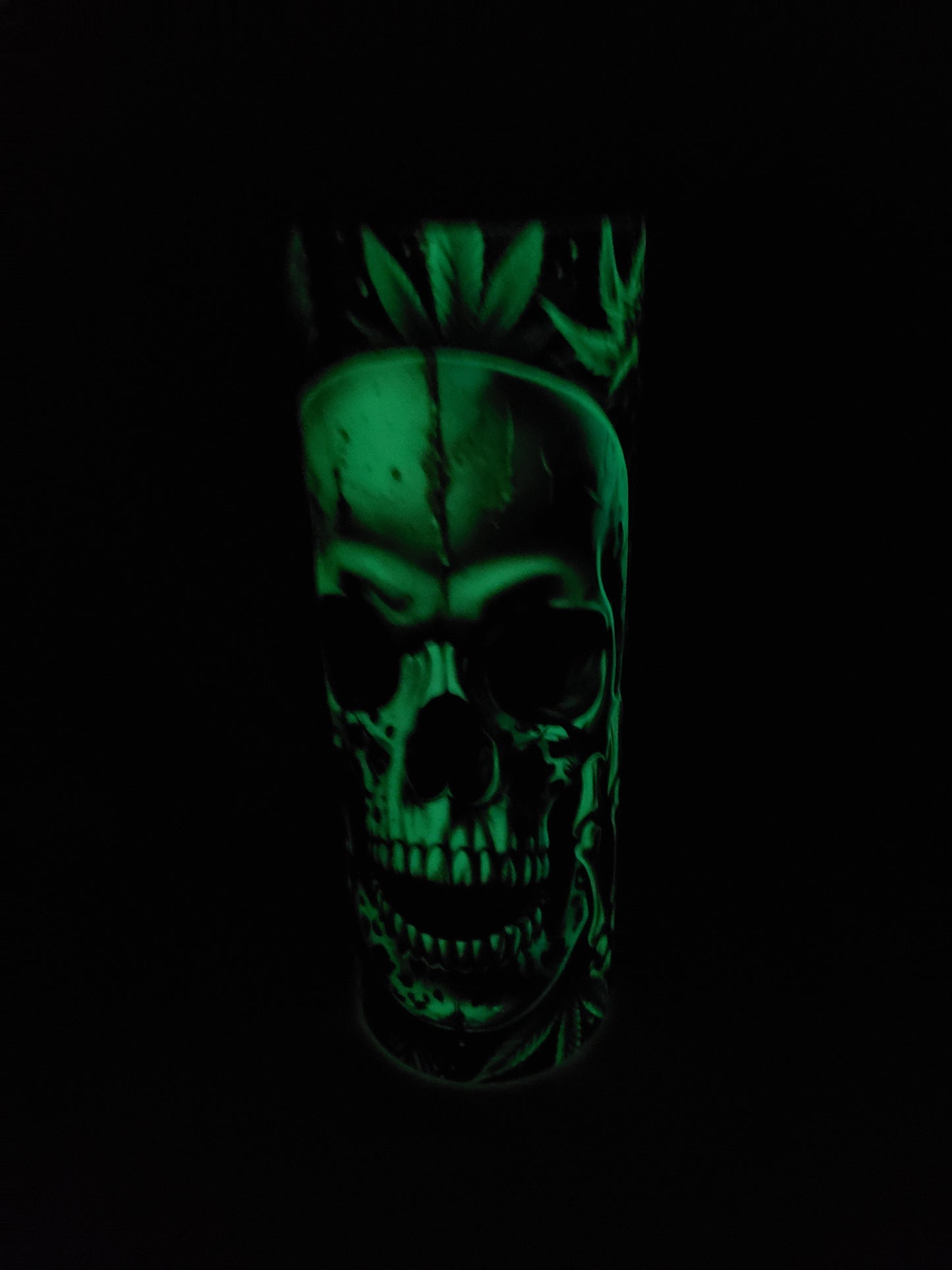 Glow in Dark 20oz Skinny Tumbler Skull with Finger