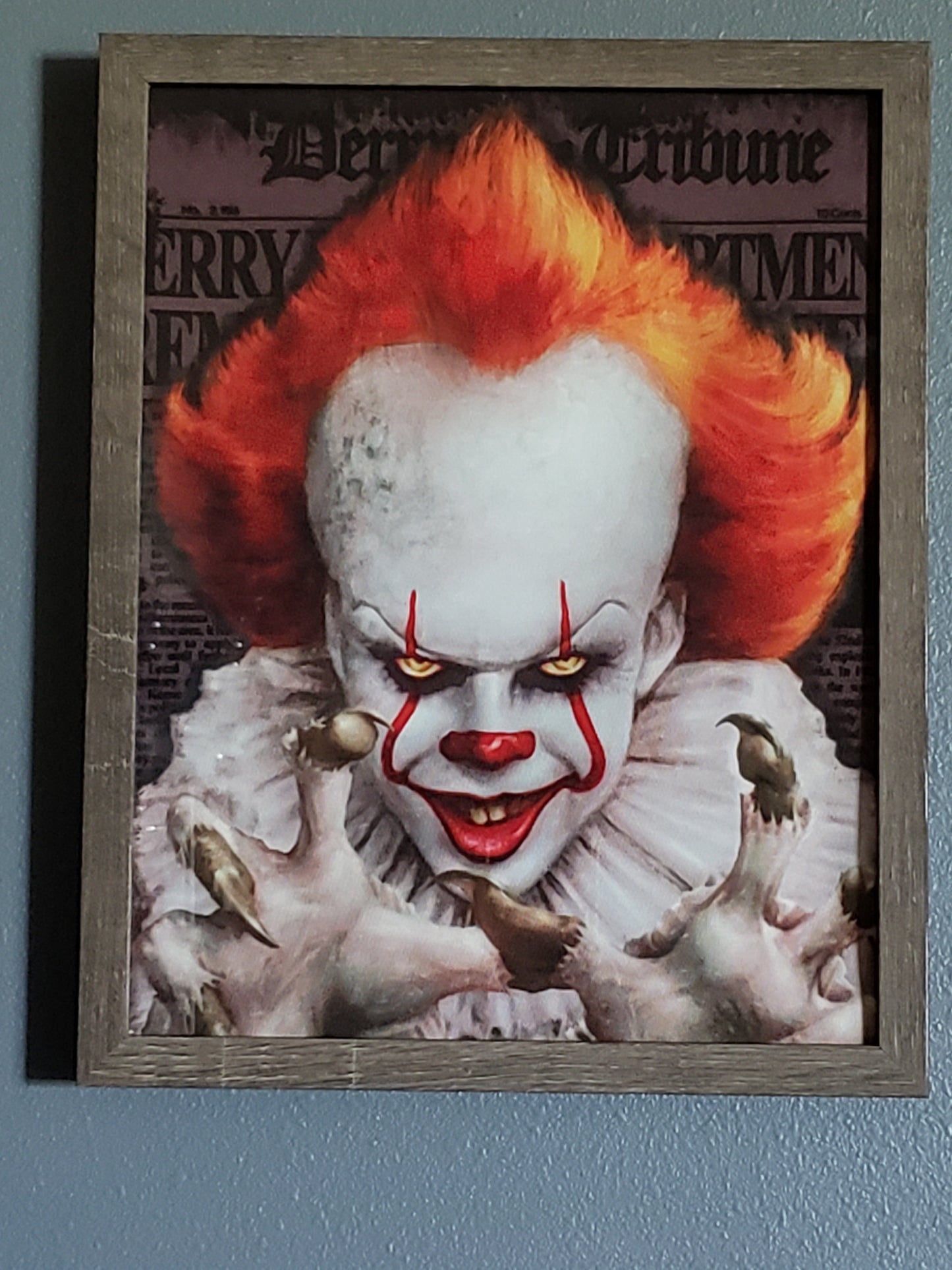 Shadow Box lighted up frame Clown