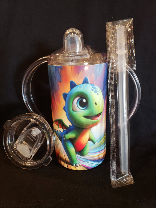 Sippy Cup 12oz tumbler with 2 lids and straw Dinosaur