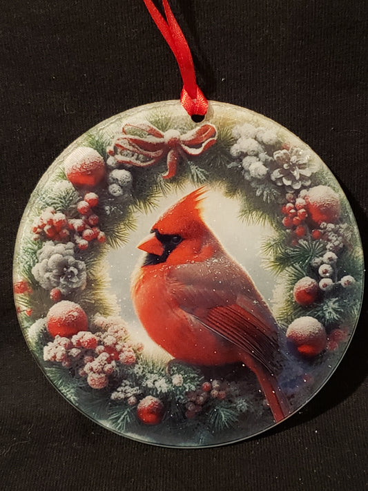 Christmas Ornament Cardinal Wreath