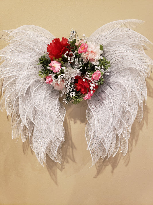 Angel Wings White With Carnations