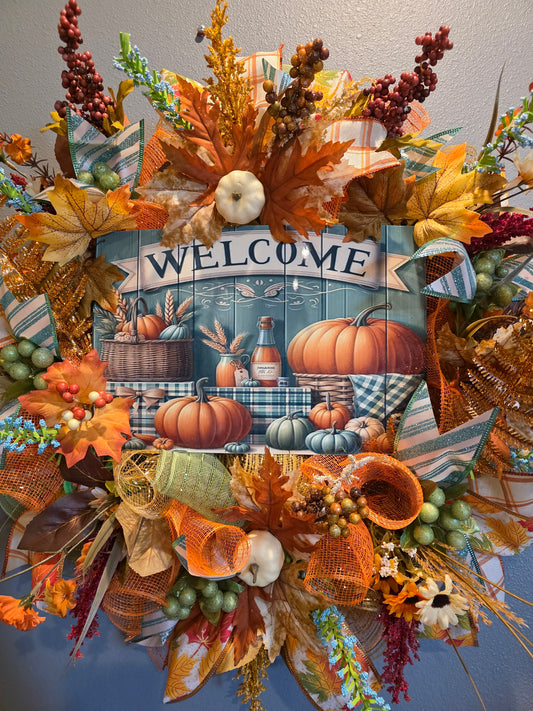 Fall wreath Welcome