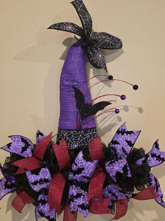 Witch Hat Wreath With Bat