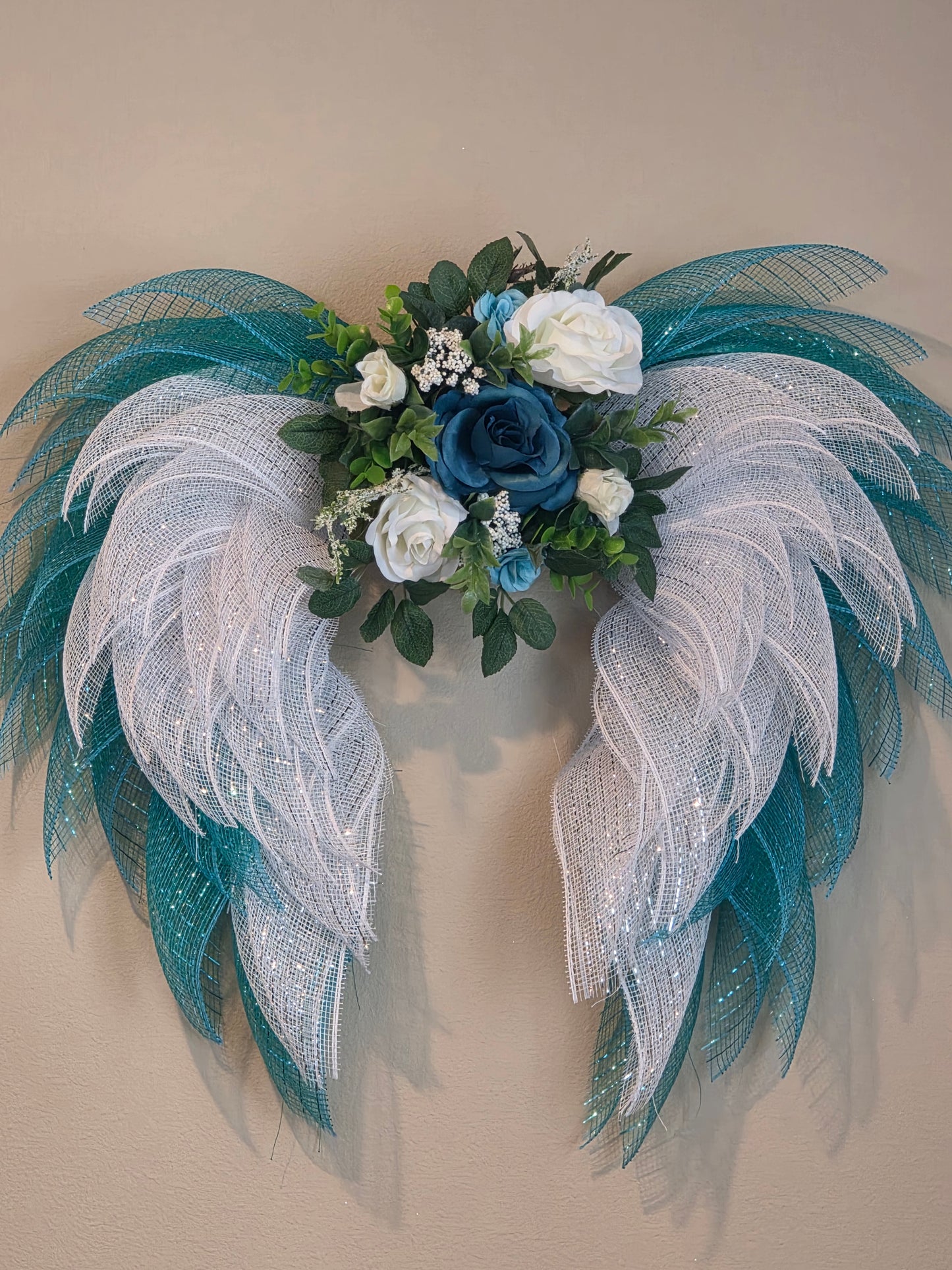 Outlined Angel Wings Teal