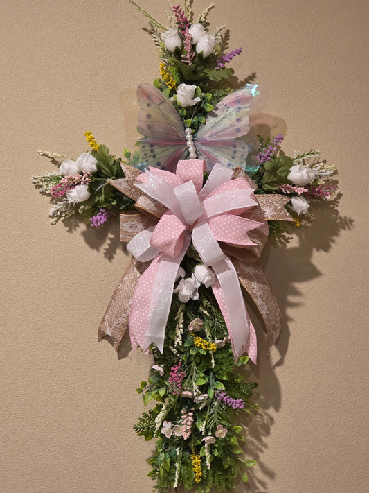 Floral butterfly cross
