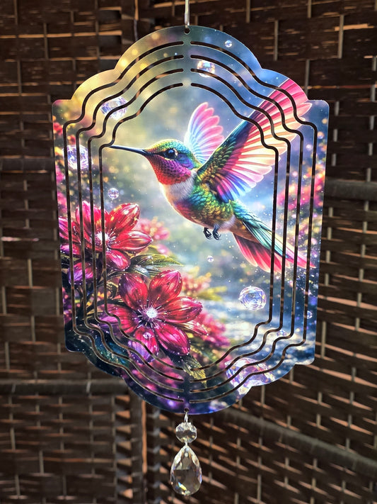 Rectangle hummingbird wind spinner