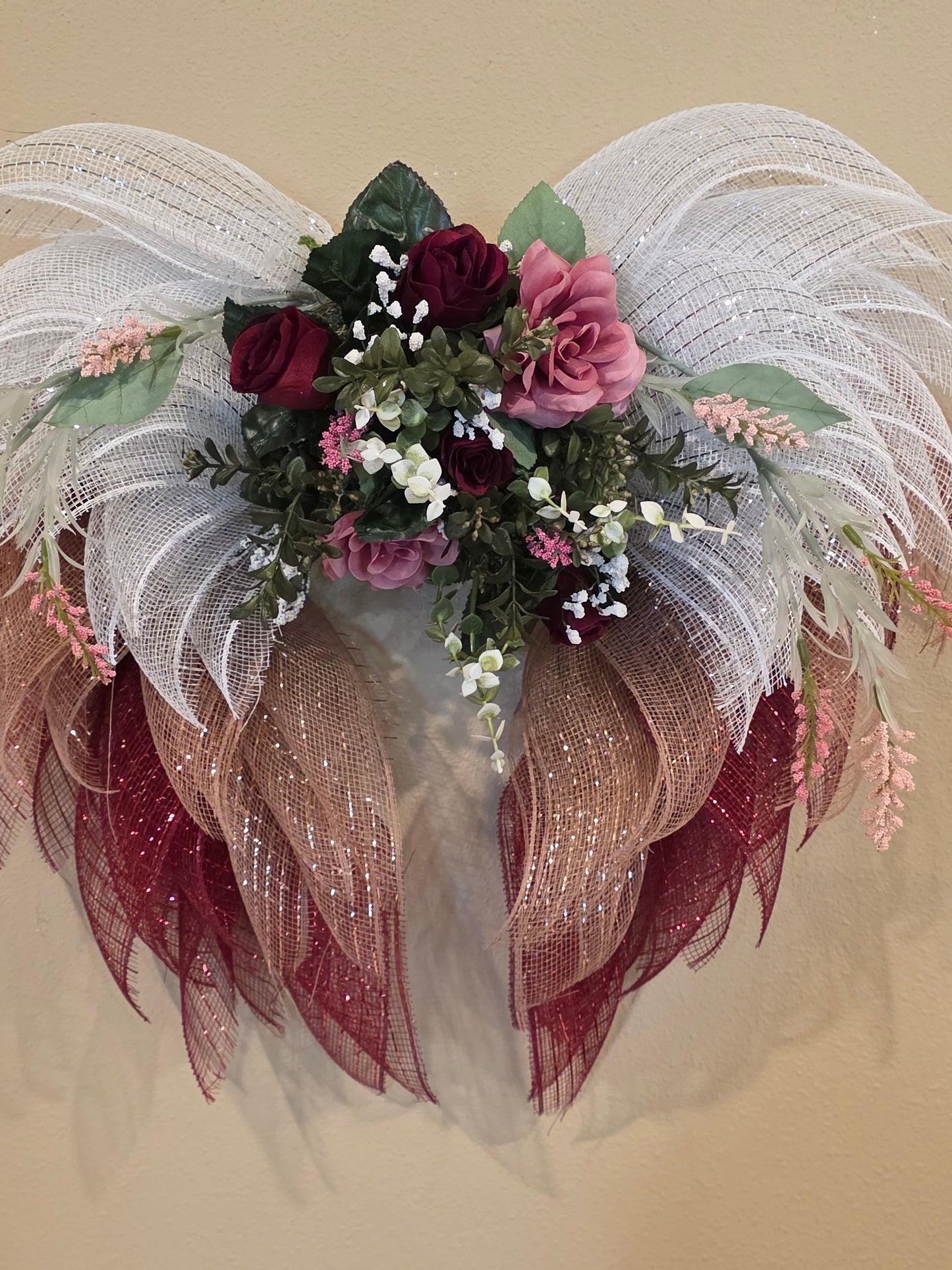 Angel Wings white, rose gold & burgundy