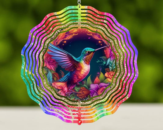 Wind spinner colorful hummingbird