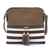 Saffiano Textured Stripe Crossbody Bag