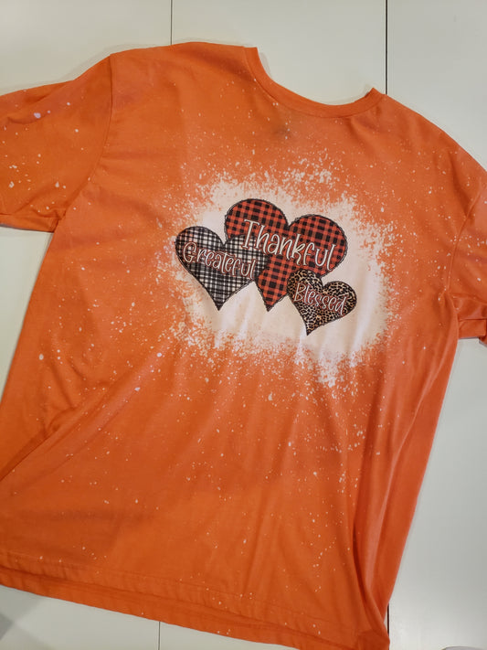 tshirt bleached thankful blessed- light orange color